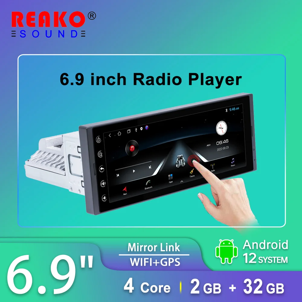 REAKO Univerzálny 1 Din Strednej Multimediálne Android Hráč 6.9 Palcový Auto Stereo Rádio GPS Pre Volkswagen Nissan Hyundai Kia Toyota