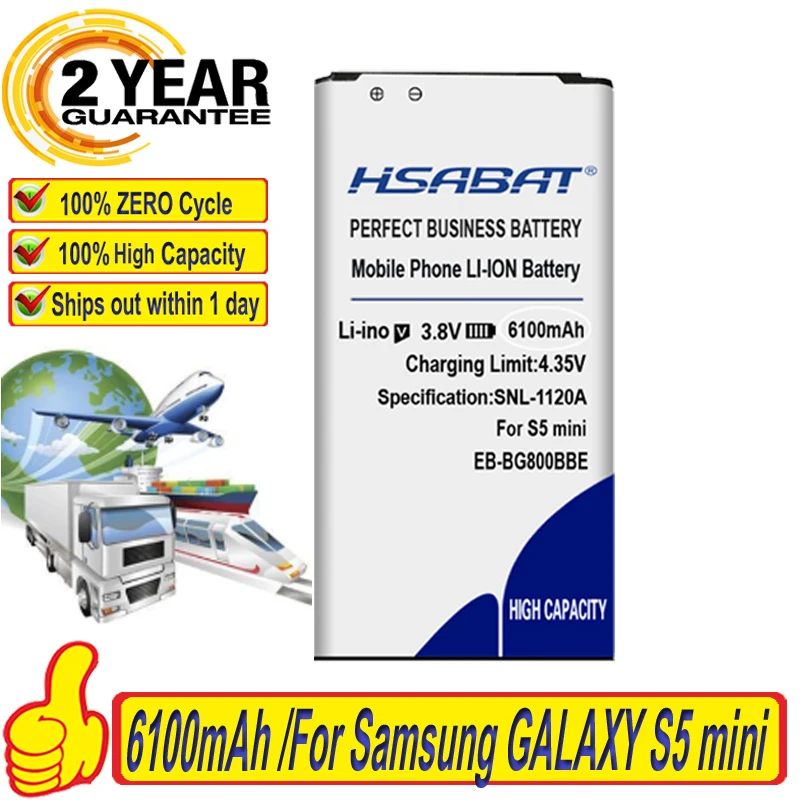 HSABAT 6100mAh EB-BG800BBE EB-BG800CBE Batérie pre Samsung GALAXY S5 mini S5MINI G800 G870a G870W G800F G800H G800A G800Y G800R