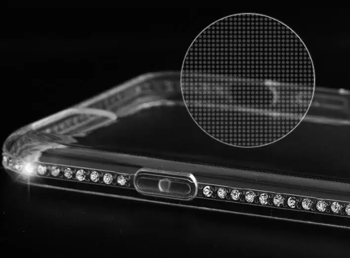 Vysoko Transparentné Diamond puzdro Pre iPhone 6 6 7 8 Plus X Mäkké TPU Jasné Jewelled Telefón prípade Shell 3 Farby 500pcs/veľa