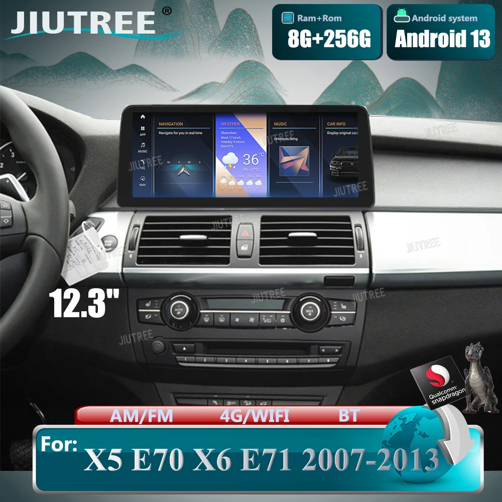 12.3 Palcový Android 13 Na BMW X5 X6 E70 E71 2007-2013 Auto, Auto Rádio, Prehrávač Multimediálnych Originálne GPS Navigácie Stereo BT, WIFI,