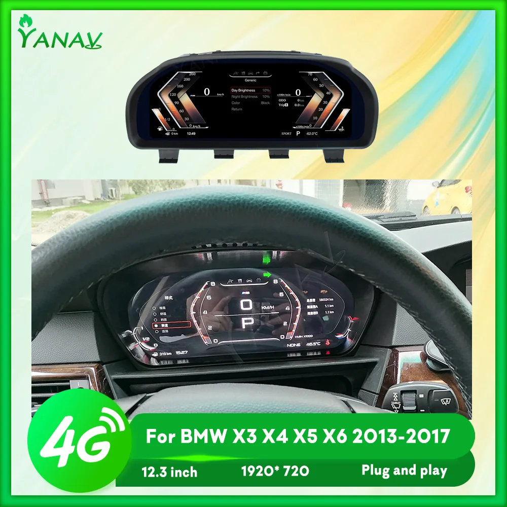 Android Auto LCD Digitálny Panel Pre BMW X3 X4 X5 X6 Roky 2013-2017 Kokpitu Rýchlomer Prístrojový Panel Displeja