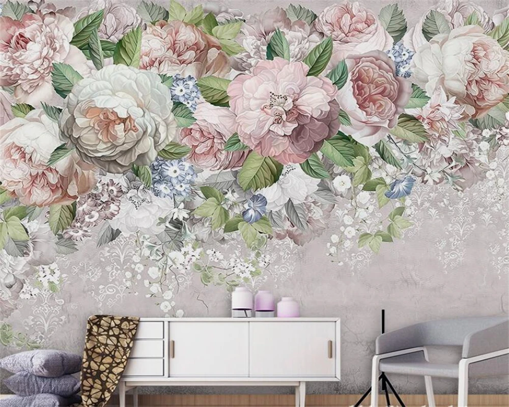 beibehang abstraktných de parede Prispôsobené ručne maľované kvet hotel spálne, TV joj, obývacia izba tapety, papier peint